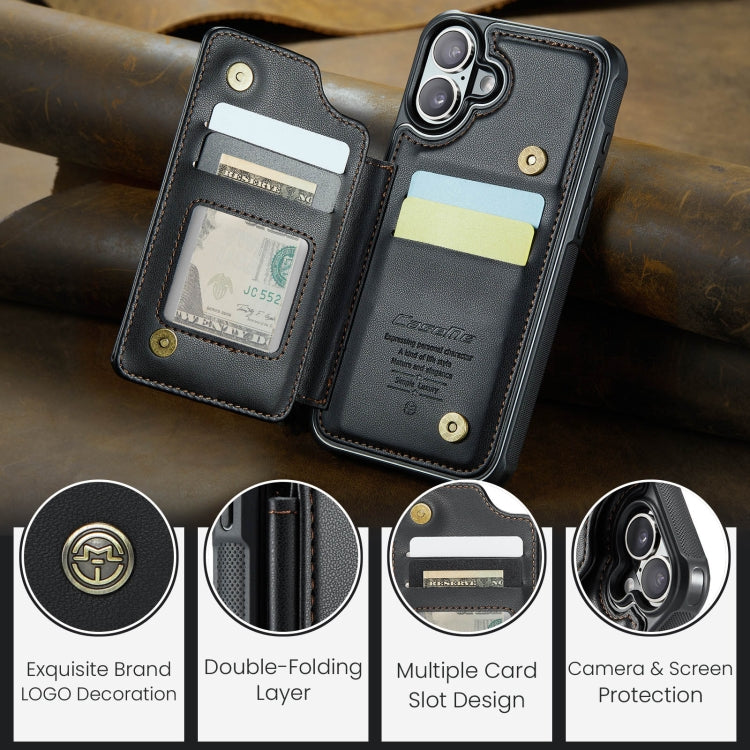 For iPhone 16 CaseMe C22 Card Slots Holder RFID Anti-theft Phone Case(Black)