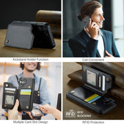 For iPhone 16 CaseMe C22 Card Slots Holder RFID Anti-theft Phone Case(Black)