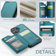For iPhone 16 CaseMe C22 Card Slots Holder RFID Anti-theft Phone Case(Green)