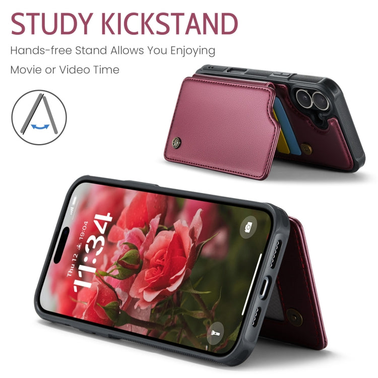 For iPhone 16 CaseMe C22 Card Slots Holder RFID Anti-theft Phone Case(Red)