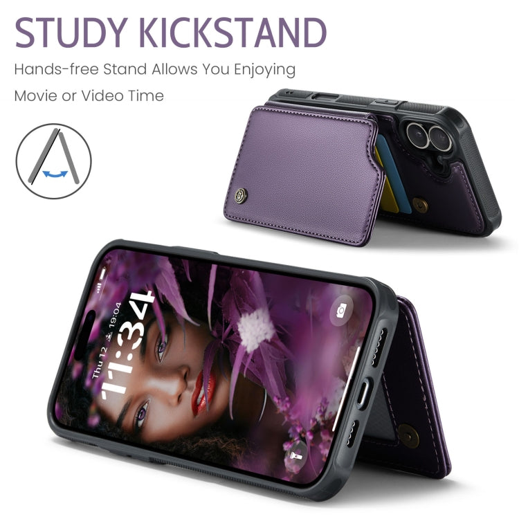 For iPhone 16 CaseMe C22 Card Slots Holder RFID Anti-theft Phone Case(Purple)