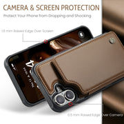 For iPhone 16 Plus CaseMe C22 Card Slots Holder RFID Anti-theft Phone Case(Brown)