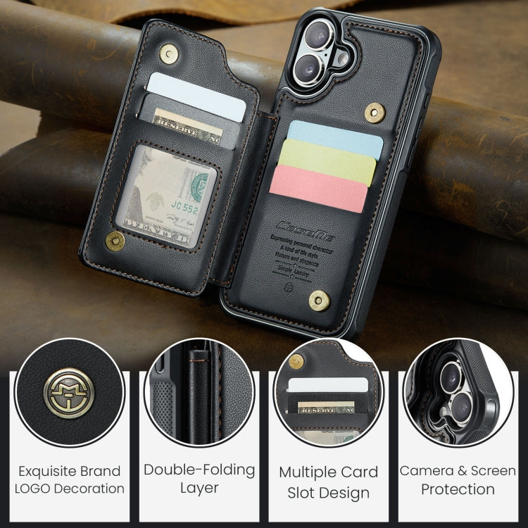 For iPhone 16 Plus CaseMe C22 Card Slots Holder RFID Anti-theft Phone Case(Black) - free shipping - PMC Jewellery - Order now!