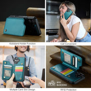 For iPhone 16 Plus CaseMe C22 Card Slots Holder RFID Anti-theft Phone Case(Green)