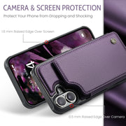 For iPhone 16 Plus CaseMe C22 Card Slots Holder RFID Anti-theft Phone Case(Purple)