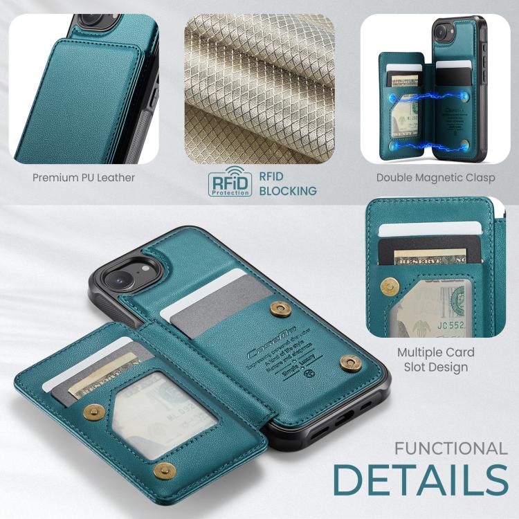 For iPhone 16e CaseMe C22 Card Slots Holder RFID Anti-theft Phone Case(Green) - free shipping - PMc TechLife - Order now!