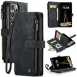 For iPhone 16 Pro CaseMe C30 Card Slots Zipper Wallet Leather Phone Case(Black) - iPhone 16 Pro Cases by CaseMe | Online Shopping South Africa | PMC TechLife | Buy Now Pay Later Mobicred