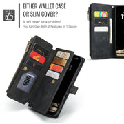 For iPhone 16 Plus CaseMe C30 Card Slots Zipper Wallet Leather Phone Case(Black)