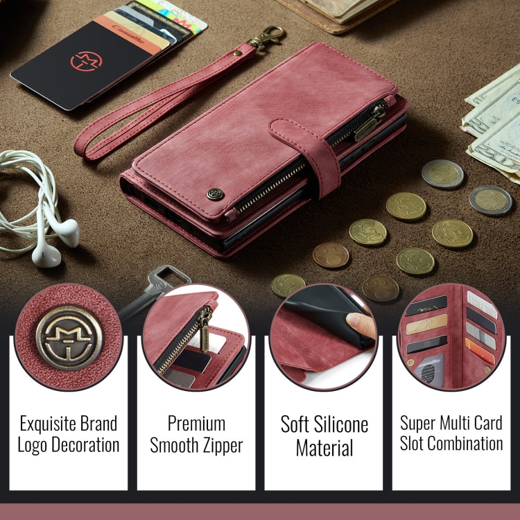 For iPhone 16 Plus CaseMe C30 Card Slots Zipper Wallet Leather Phone Case(Red)