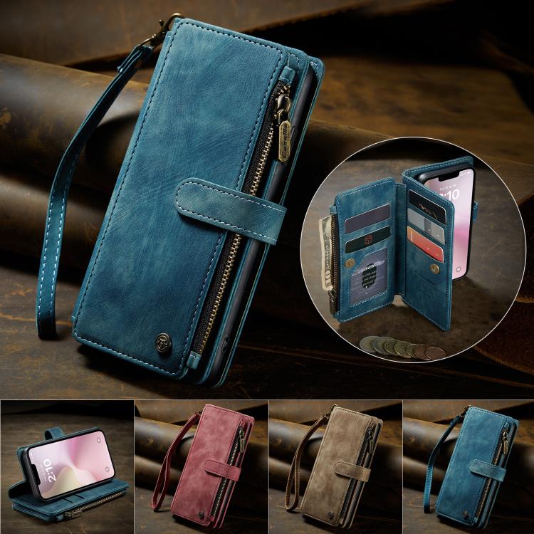 For iPhone 16e CaseMe C30 Card Slots Zipper Wallet Leather Phone Case(Blue) - iPhone 16e Cases by CaseMe | Online Shopping South Africa | PMC TechLife | Buy Now Pay Later Mobicred
