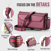 For iPhone 16 Pro Max CaseMe C36 Card Slots Zipper Wallet RFID Anti-theft Leather Phone Case(Red)