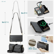 For iPhone 16 Pro Max CaseMe C36 Card Slots Zipper Wallet RFID Anti-theft Leather Phone Case(Black)
