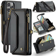 For iPhone 16 Pro Max CaseMe C36 Card Slots Zipper Wallet RFID Anti-theft Leather Phone Case(Black) - free shipping - PMC TechLife - Order now!