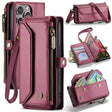 For iPhone 16 Pro CaseMe C36 Card Slots Zipper Wallet RFID Anti-theft Leather Phone Case(Red) - free shipping - PMC TechLife - Order now!