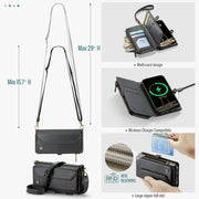 For iPhone 16 Pro CaseMe C36 Card Slots Zipper Wallet RFID Anti-theft Leather Phone Case(Black)
