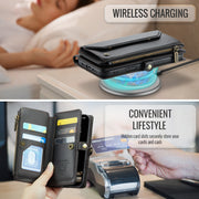 For iPhone 16 Pro CaseMe C36 Card Slots Zipper Wallet RFID Anti-theft Leather Phone Case(Black)