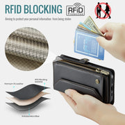 For iPhone 16 Pro CaseMe C36 Card Slots Zipper Wallet RFID Anti-theft Leather Phone Case(Black)