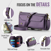 For iPhone 16 Pro CaseMe C36 Card Slots Zipper Wallet RFID Anti-theft Leather Phone Case(Purple)