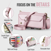 For iPhone 16 Plus CaseMe C36 Card Slots Zipper Wallet RFID Anti-theft Leather Phone Case(Pink)
