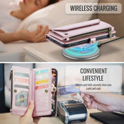 For iPhone 16 Plus CaseMe C36 Card Slots Zipper Wallet RFID Anti-theft Leather Phone Case(Pink)