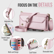 For iPhone 16 CaseMe C36 Card Slots Zipper Wallet RFID Anti-theft Leather Phone Case(Pink)
