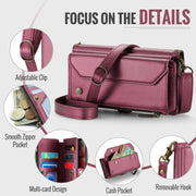 For iPhone 16 CaseMe C36 Card Slots Zipper Wallet RFID Anti-theft Leather Phone Case(Red)