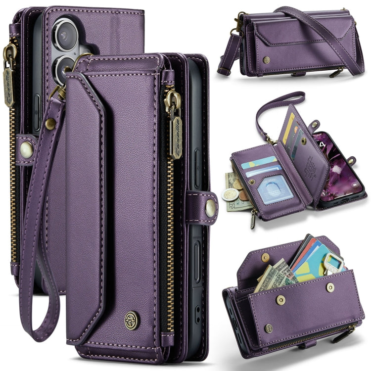For iPhone 16 CaseMe C36 Card Slots Zipper Wallet RFID Anti-theft Leather Phone Case(Purple) - iPhone 16 Cases by CaseMe | Online Shopping South Africa | PMC TechLife | Buy Now Pay Later Mobicred