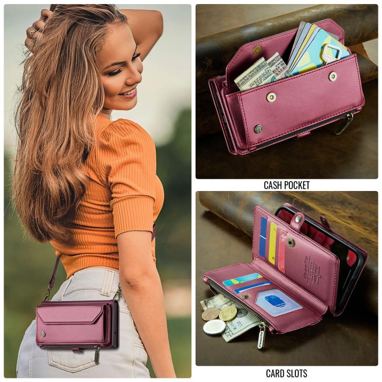 For iPhone 16e CaseMe C36 Card Slots Zipper Wallet RFID Anti-theft Leather Phone Case(Red) - iPhone 16e Cases by CaseMe | Online Shopping South Africa | PMC TechLife | Buy Now Pay Later Mobicred