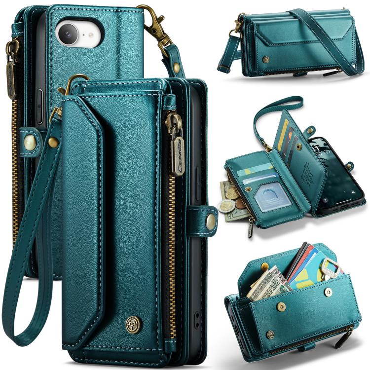 For iPhone 16e CaseMe C36 Card Slots Zipper Wallet RFID Anti-theft Leather Phone Case(Blue) - iPhone 16e Cases by CaseMe | Online Shopping South Africa | PMC TechLife | Buy Now Pay Later Mobicred