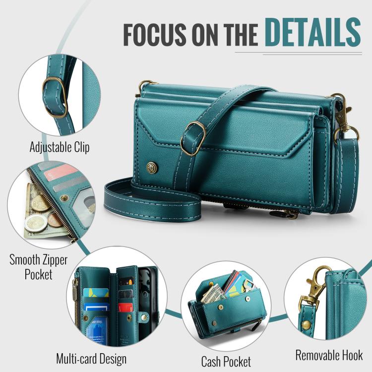 For iPhone 16e CaseMe C36 Card Slots Zipper Wallet RFID Anti-theft Leather Phone Case(Blue) - iPhone 16e Cases by CaseMe | Online Shopping South Africa | PMC TechLife | Buy Now Pay Later Mobicred