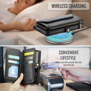 For iPhone 16e CaseMe C36 Card Slots Zipper Wallet RFID Anti-theft Leather Phone Case(Black)