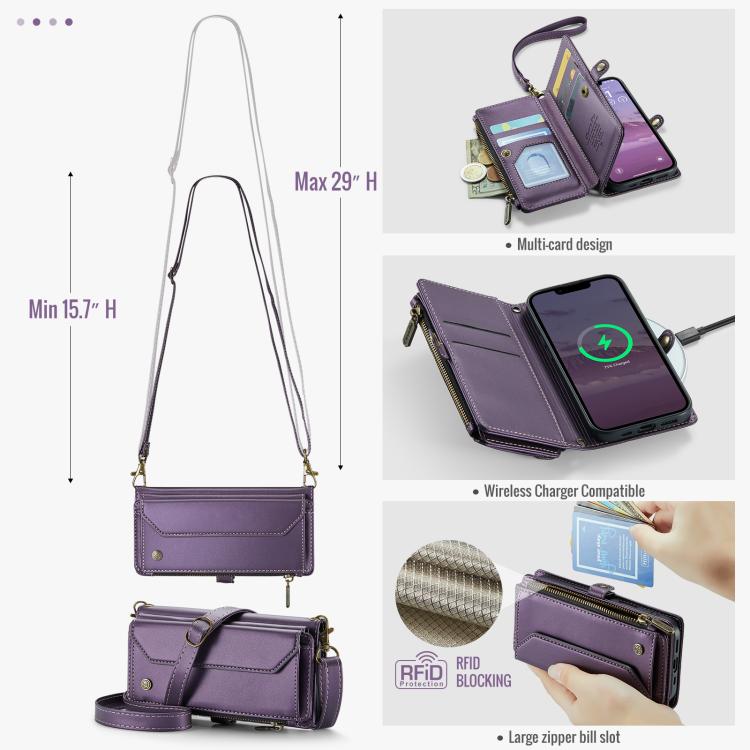 For iPhone 16e CaseMe C36 Card Slots Zipper Wallet RFID Anti-theft Leather Phone Case(Purple) - iPhone 16e Cases by CaseMe | Online Shopping South Africa | PMC TechLife | Buy Now Pay Later Mobicred