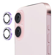 For iPhone 16 / 16 Plus ENKAY AR Anti-reflection Individual Diamond Ring Camera Lens Glass Full Film(Light Purple)