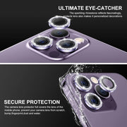 For iPhone 16 / 16 Plus ENKAY AR Anti-reflection Individual Diamond Ring Camera Lens Glass Full Film(Sea Blue)