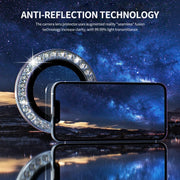 For iPhone 16 / 16 Plus ENKAY AR Anti-reflection Individual Diamond Ring Camera Lens Glass Full Film(Sea Blue)