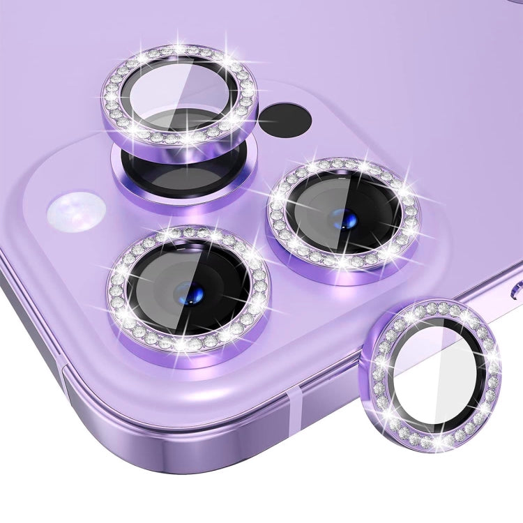 For iPhone 16 Pro / 16 Pro Max ENKAY AR Anti-reflection Individual Diamond Ring Camera Lens Glass Full Film(Light Purple) - free shipping - PMC Jewellery - Order now!