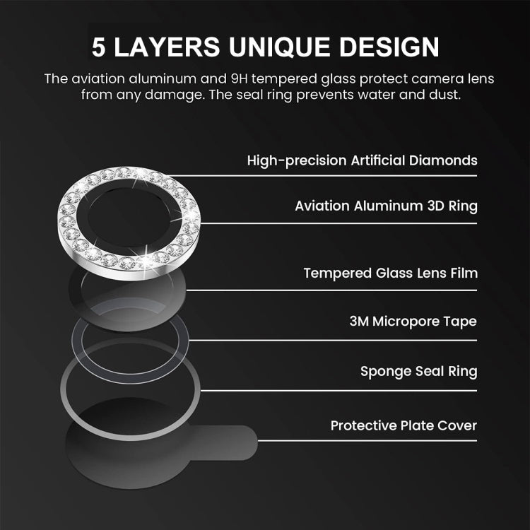 For iPhone 16 Pro / 16 Pro Max ENKAY AR Anti-reflection Individual Diamond Ring Camera Lens Glass Full Film(Colorful) - free shipping - PMC Jewellery - Order now!