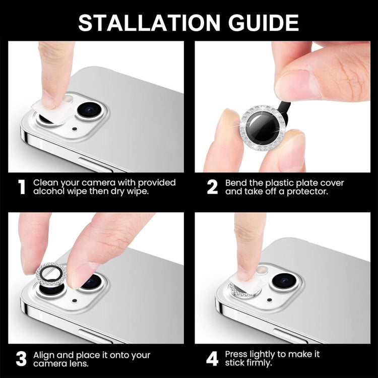 For iPhone 16 Pro / 16 Pro Max ENKAY AR Anti-reflection Individual Diamond Ring Camera Lens Glass Full Film(Pink)