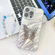 For iPhone 16 Pro Max Plating Glitter Lens Film Texture Butterfly Holder Wristband Phone Case(White Water Ripples) - iPhone 16 Pro Max Cases by PMC TechLife | Online Shopping South Africa | PMC TechLife | Buy Now Pay Later Mobicred