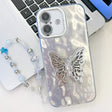 For iPhone 16 Plus Plating Glitter Lens Film Texture Butterfly Holder Wristband Phone Case(White Wrinkles) - iPhone 16 Plus Cases by PMC TechLife | Online Shopping South Africa | PMC TechLife | Buy Now Pay Later Mobicred