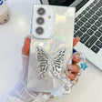 For Samsung Galaxy S25+ 5G Plating Glitter Lens Film Texture Butterfly Holder Wristband Phone Case(White Tinfoil Texture) - free shipping - PMC Jewellery - Order now!