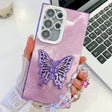 For Samsung Galaxy S25 Ultra 5G Plating Glitter Lens Film Texture Butterfly Holder Wristband Phone Case(Purple Tinfoil Texture) - Galaxy S25 Ultra 5G Cases by PMC Jewellery | Online Shopping South Africa | PMC Jewellery | Buy Now Pay Later Mobicred