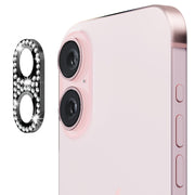 For iPhone 16 / 16 Plus ENKAY Hat-Prince Blink Diamond Camera Lens Aluminium Alloy Tempered Glass Film(Black)