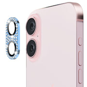 For iPhone 16 / 16 Plus ENKAY Hat-Prince Blink Diamond Camera Lens Aluminium Alloy Tempered Glass Film(Sierra Blue)