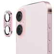 For iPhone 16 / 16 Plus ENKAY Hat-Prince Blink Diamond Camera Lens Aluminium Alloy Tempered Glass Film(Pink) - iPhone 16 Tempered Glass by ENKAY | Online Shopping South Africa | PMC TechLife | Buy Now Pay Later Mobicred