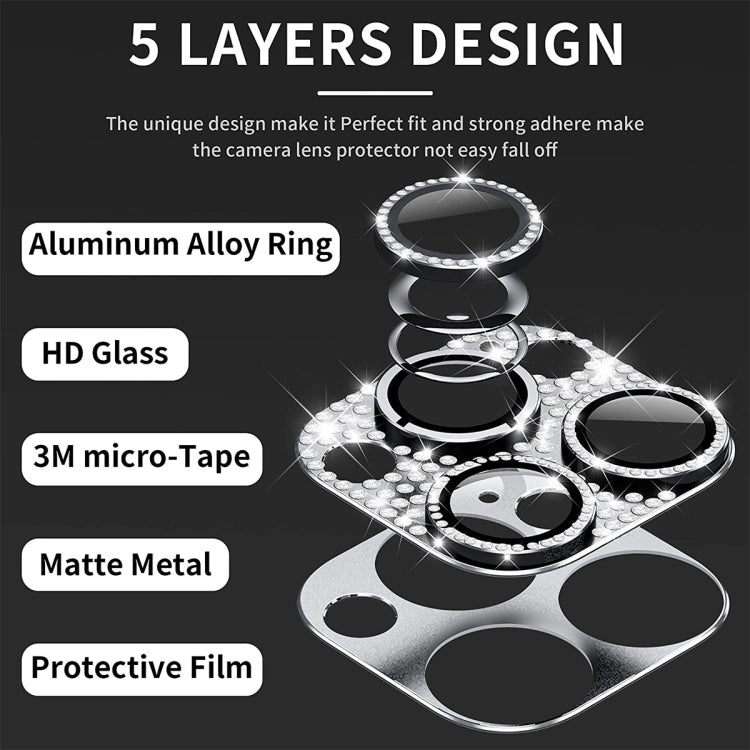 For iPhone 16 / 16 Plus ENKAY Hat-Prince Blink Diamond Camera Lens Aluminium Alloy Tempered Glass Film(Golden)