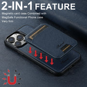 For iPhone 12 Pro Suteni H18 Cross Grain MagSafe Wallet Leather Phone Case(Blue)
