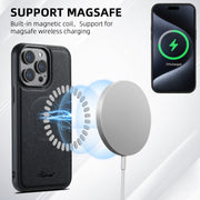For iPhone 12 Suteni H18 Cross Grain MagSafe Wallet Leather Phone Case(Black)