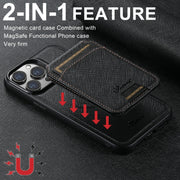 For iPhone 12 Suteni H18 Cross Grain MagSafe Wallet Leather Phone Case(Black)
