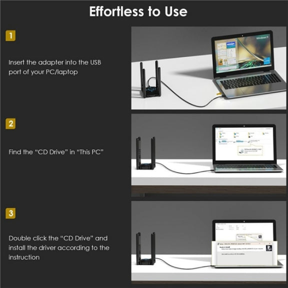 WAVLINK WN695X2 AX5400 USB WiFi 6 Dongle 4 Antennas Receiver Tri-Band Wireless Adapter